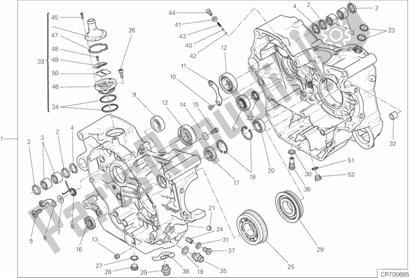 Alle onderdelen voor de Compleet Paar Halve Carters van de Ducati Scrambler Icon Thailand 803 2018